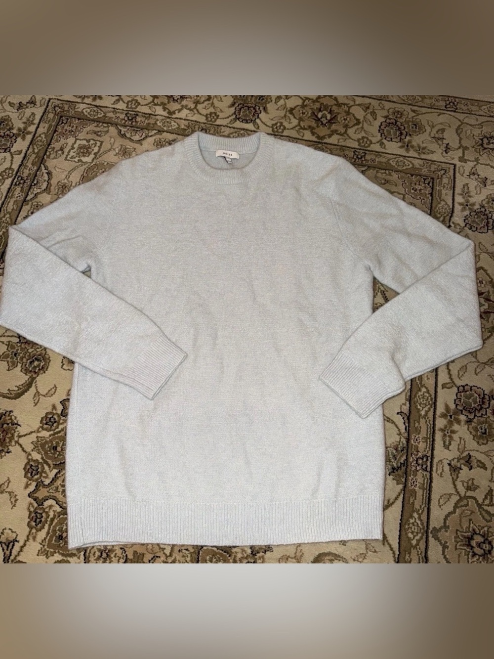 REISS Men’s Wool Crewneck Long Sleeve Light Blue Sweater Size Large Soft Comfy